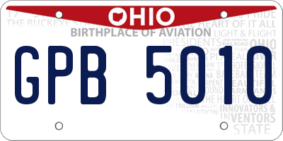 OH license plate GPB5010