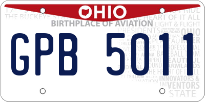 OH license plate GPB5011