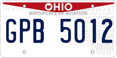 OH license plate GPB5012