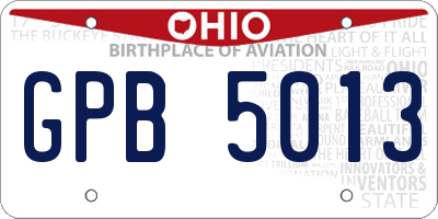 OH license plate GPB5013