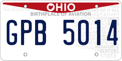 OH license plate GPB5014