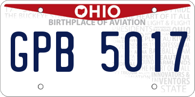 OH license plate GPB5017