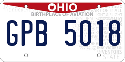 OH license plate GPB5018