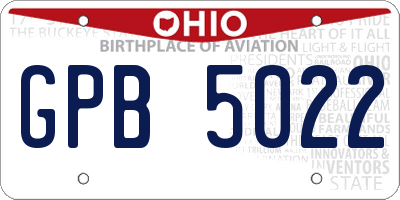 OH license plate GPB5022