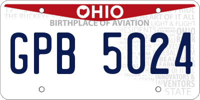 OH license plate GPB5024