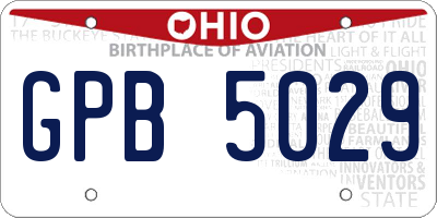 OH license plate GPB5029