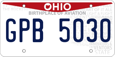 OH license plate GPB5030