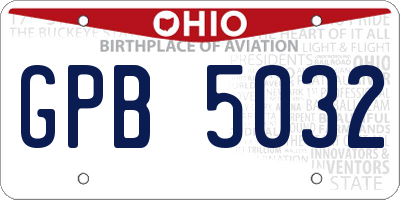 OH license plate GPB5032