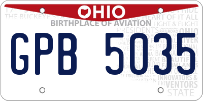 OH license plate GPB5035