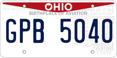OH license plate GPB5040