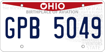 OH license plate GPB5049