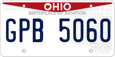 OH license plate GPB5060