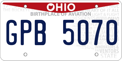 OH license plate GPB5070