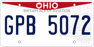 OH license plate GPB5072