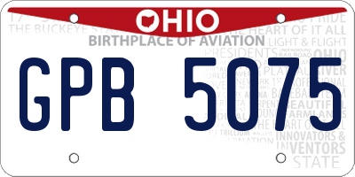 OH license plate GPB5075