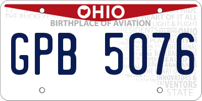 OH license plate GPB5076
