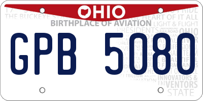 OH license plate GPB5080