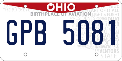 OH license plate GPB5081