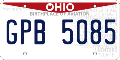 OH license plate GPB5085