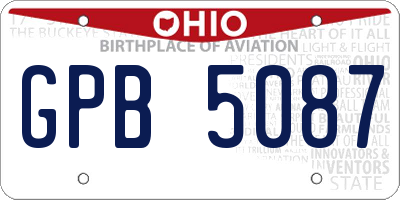 OH license plate GPB5087