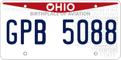 OH license plate GPB5088