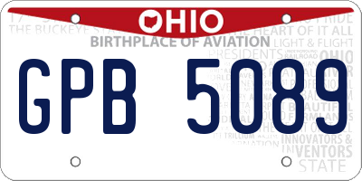 OH license plate GPB5089