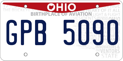OH license plate GPB5090