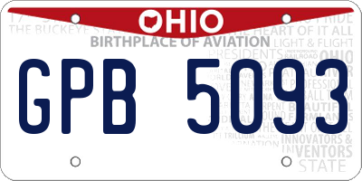 OH license plate GPB5093