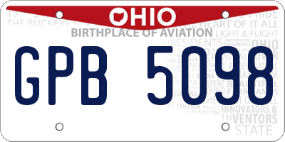 OH license plate GPB5098