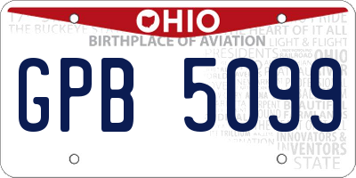 OH license plate GPB5099
