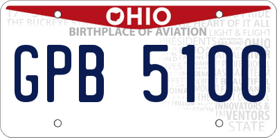 OH license plate GPB5100