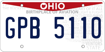 OH license plate GPB5110