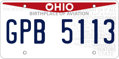 OH license plate GPB5113
