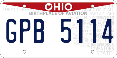 OH license plate GPB5114