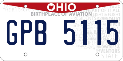 OH license plate GPB5115