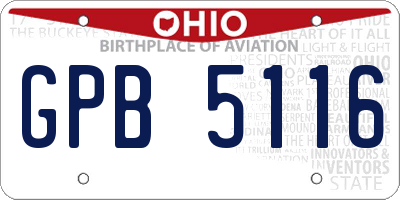 OH license plate GPB5116