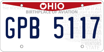 OH license plate GPB5117
