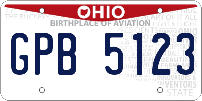 OH license plate GPB5123