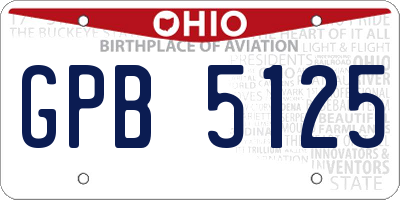 OH license plate GPB5125