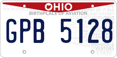OH license plate GPB5128