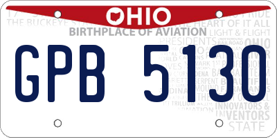 OH license plate GPB5130