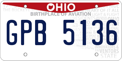 OH license plate GPB5136