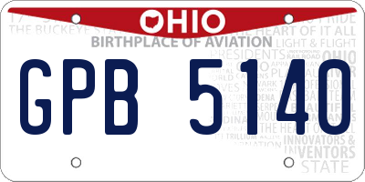 OH license plate GPB5140