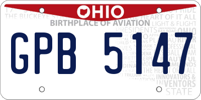 OH license plate GPB5147