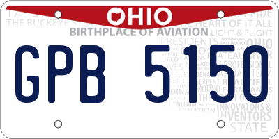 OH license plate GPB5150
