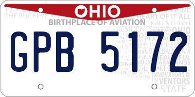 OH license plate GPB5172