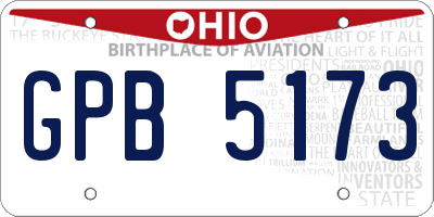 OH license plate GPB5173