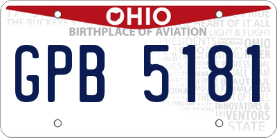OH license plate GPB5181