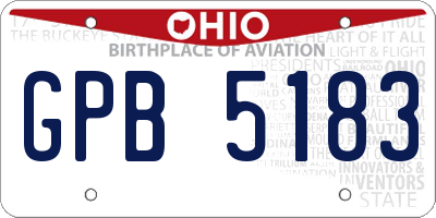 OH license plate GPB5183