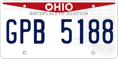 OH license plate GPB5188